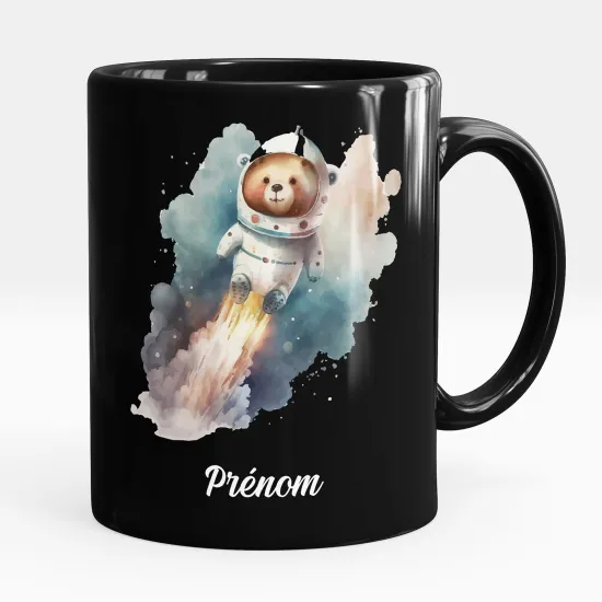 Mug - Tasse personnalisée Noir intégral - Ourson astronaute