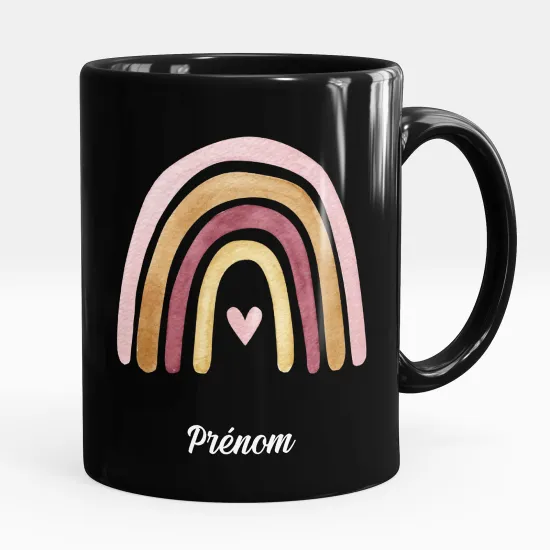 Mug - Tasse personnalisée Noir intégral - Arc-en-ciel