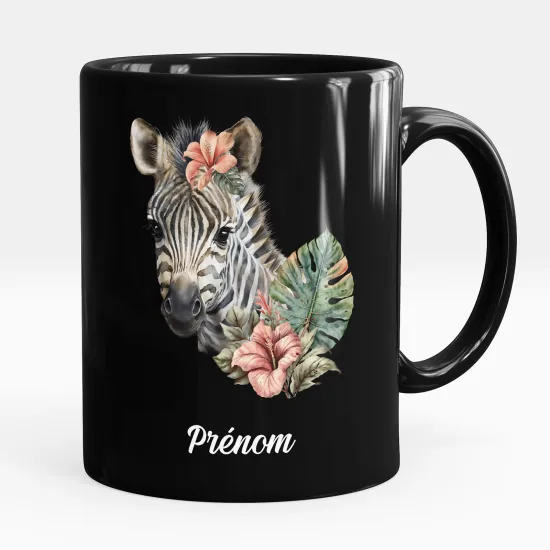 Mug - Tasse personnalisée Noir intégral - Zèbre