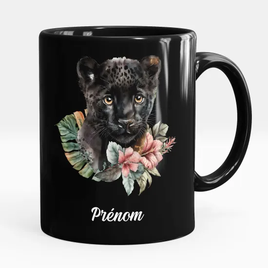 Mug - Tasse personnalisée Noir intégral - Bébé panthère