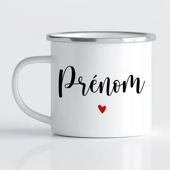 Tasse - Mug Émaillé - Prénom Cœur