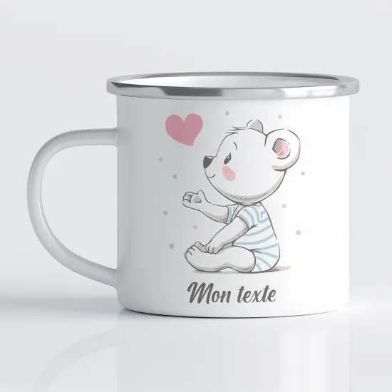 Tasse - Mug Émaillé Enfants - Ourson Cœur