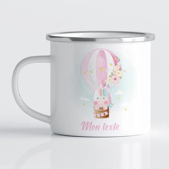 Tasse - Mug Émaillé Enfants - Licorne Montgolfière