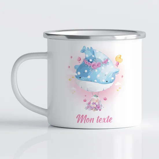 Tasse - Mug Émaillé Enfants - Baleine Montgolfière