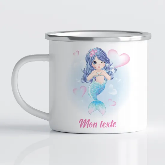 Tasse - Mug Émaillé Enfants - Sirène Cœur