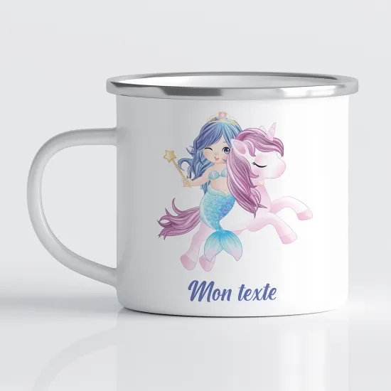 Tasse - Mug Émaillé Enfants - Sirène Licorne