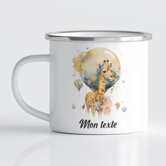 Tasse - Mug Émaillé Enfants - Girafe Ballon