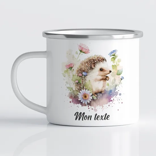 Tasse - Mug Émaillé Enfants - Hérisson fleurs