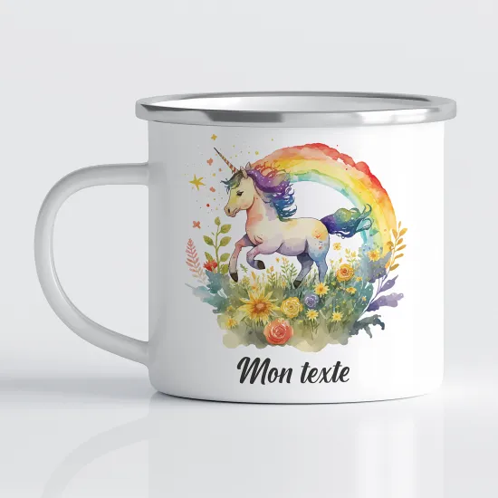 Tasse - Mug Émaillé Enfants - Licorne Arc-en-ciel