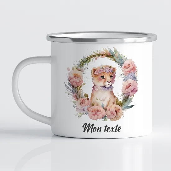 Tasse - Mug Émaillé Enfants - Lion Floral