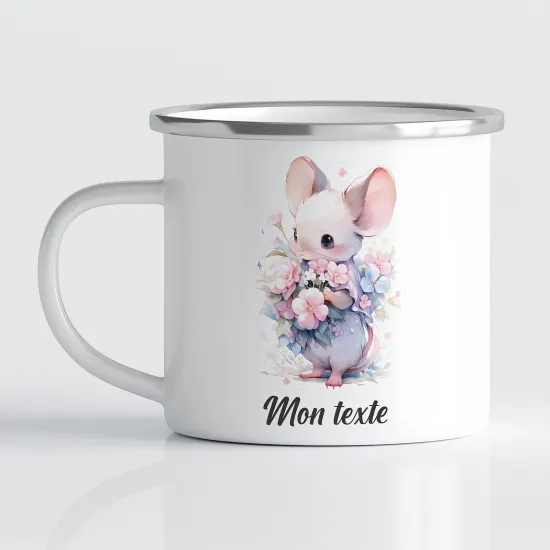 Tasse - Mug Émaillé Enfants - Souris Fleurs