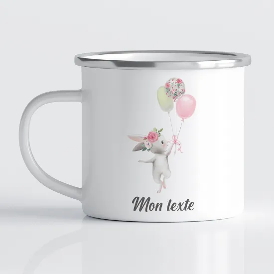 Tasse - Mug Émaillé Enfants - Lapin Ballons