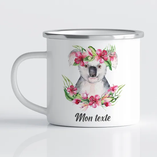 Tasse - Mug Émaillé Enfants - Koala Fleurs