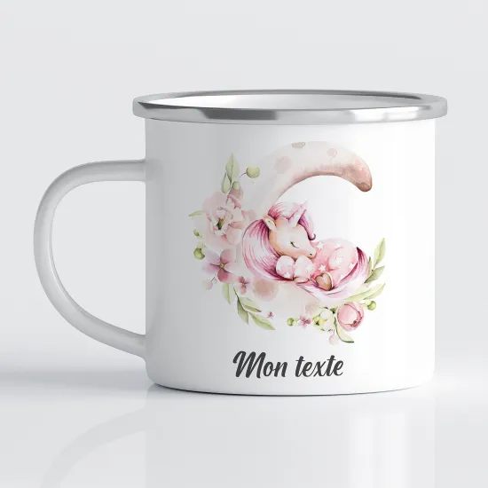 Tasse - Mug Émaillé Enfants - Licorne Lune