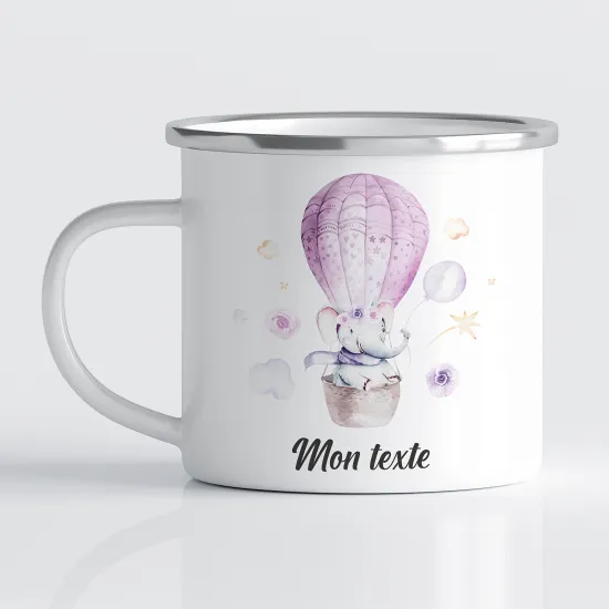 Tasse - Mug Émaillé Enfants - Éléphant Montgolfière