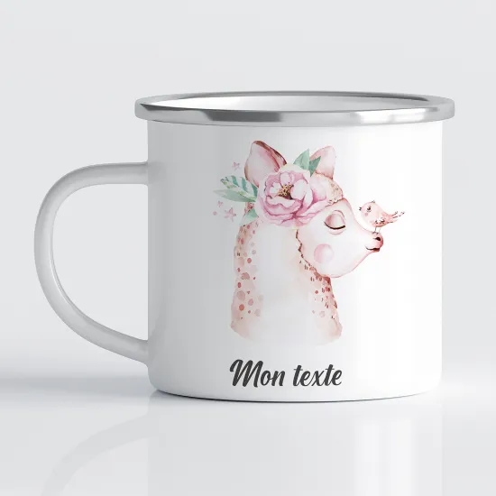 Tasse - Mug Émaillé Enfants - Lama Oiseau