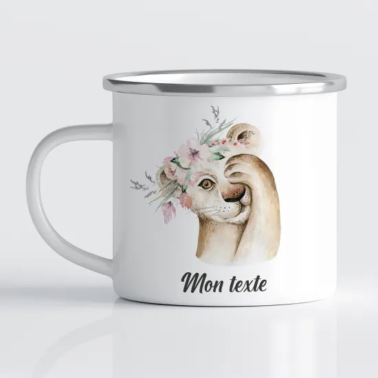 Tasse - Mug Émaillé Enfants - Lion Fleurs