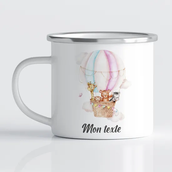 Tasse - Mug Émaillé Enfants - Montgolfière Animaux