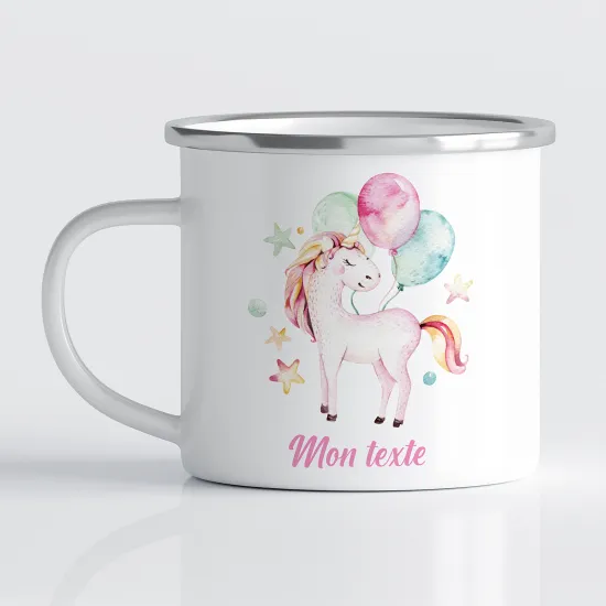 Tasse - Mug Émaillé Enfants - Licorne Ballons