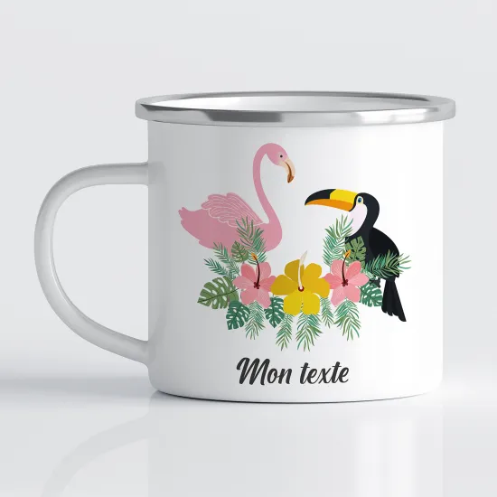 Tasse - Mug Émaillé Enfants - Oiseaux Fleurs