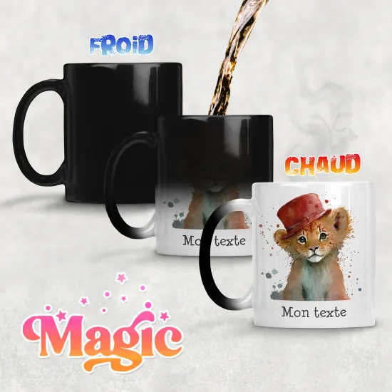 Tasse - Mug Magique - Lionceau avec chapeau