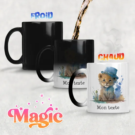 Tasse - Mug Magique - Lionceau avec chapeau