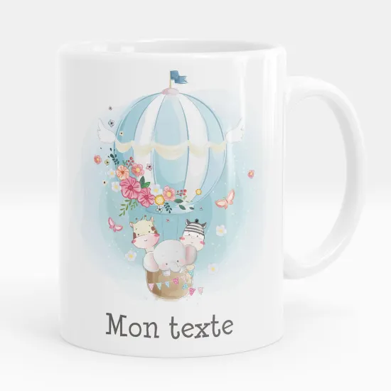 Mug - Tasse personnalisée - Animaux montgolfière