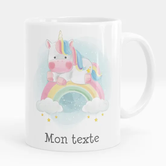 Mug - Tasse personnalisée - Licorne arc-en-ciel