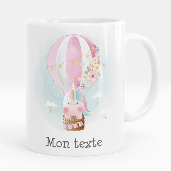 Mug - Tasse personnalisée - Licorne montgolfière