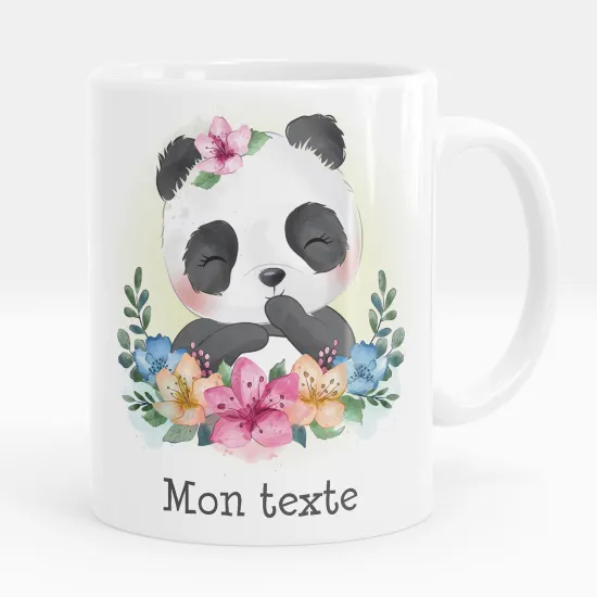 Mug - Tasse personnalisée - Panda fleurs