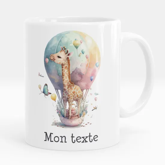 Mug - Tasse personnalisée - Girafe montgolfière