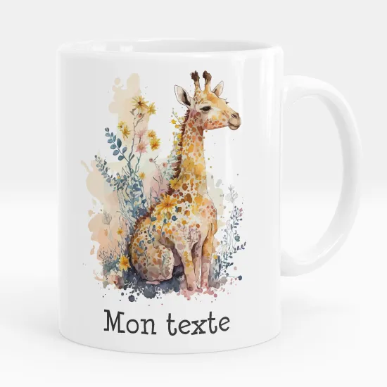 Mug - Tasse personnalisée - Girafe fleurs