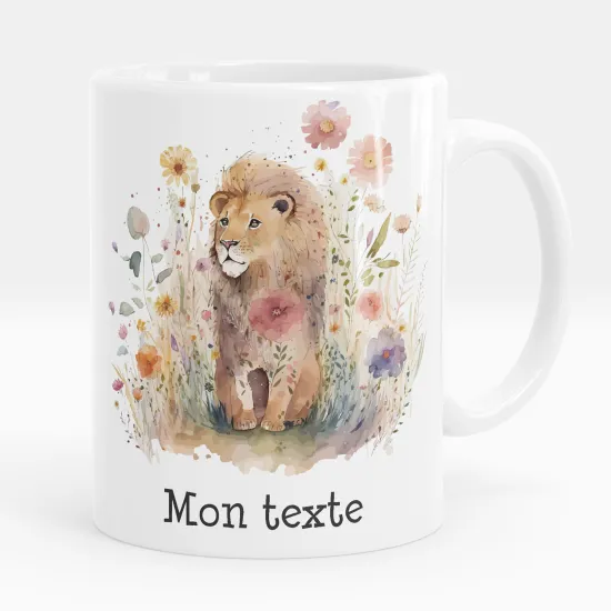 Mug - Tasse personnalisée - Lion fleurs