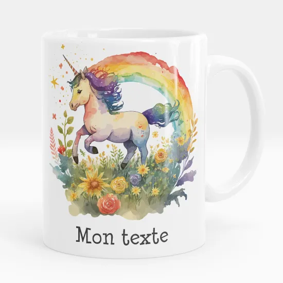 Mug - Tasse personnalisée - Licorne arc-en-ciel