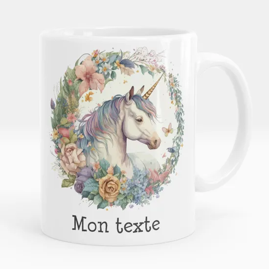 Mug - Tasse personnalisée - Licorne fleurs