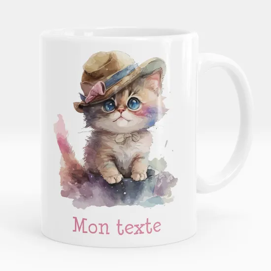 Mug - Tasse personnalisée - Chaton avec chapeau