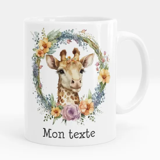 Mug - Tasse personnalisée - Girafe fleurs