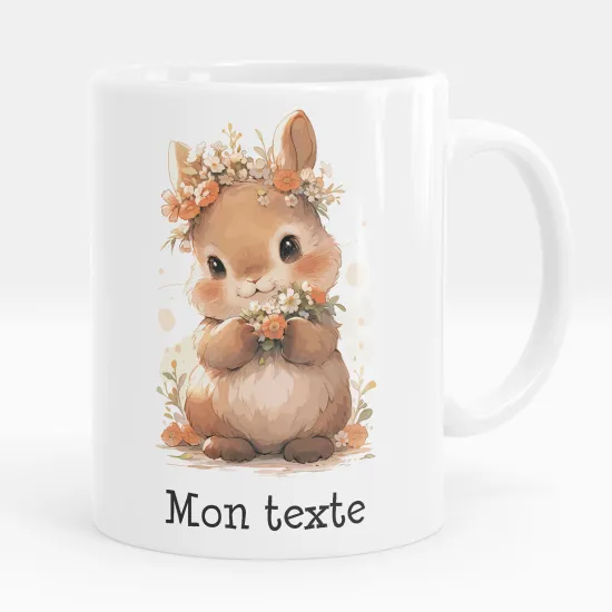 Mug - Tasse personnalisée - Lapin fleurs