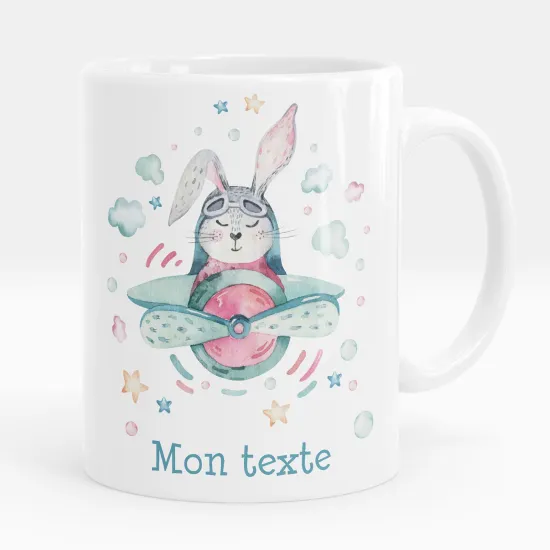 Mug - Tasse personnalisée - Lapin avion