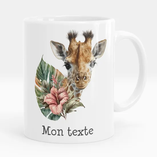 Mug - Tasse personnalisée - Girafe fleurs