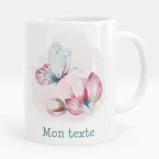 Mug - Tasse personnalisée - Fleurs papillon