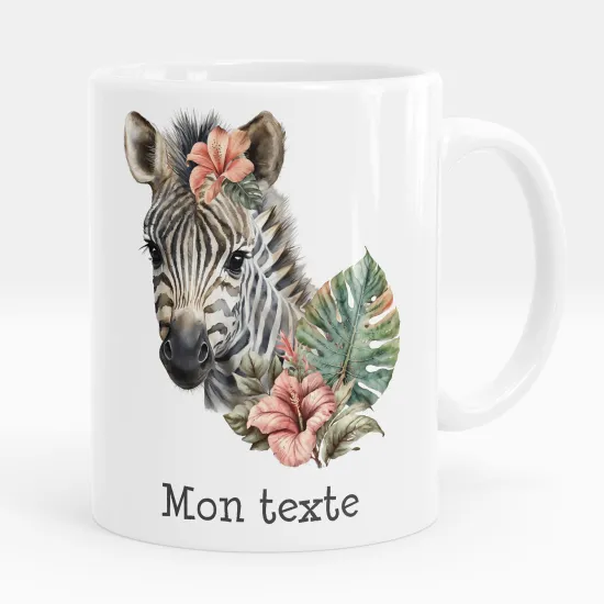 Mug - Tasse personnalisée - Zèbre fleurs