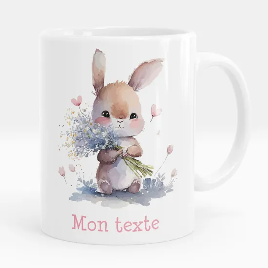 Mug - Tasse personnalisée - Lapin fleurs