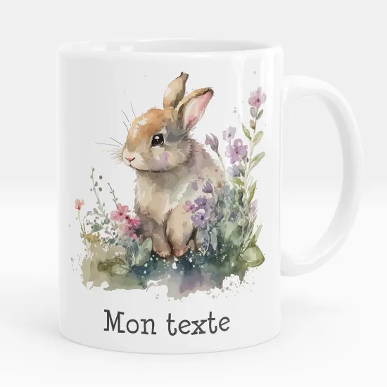 Mug - Tasse personnalisée - Lapin fleurs