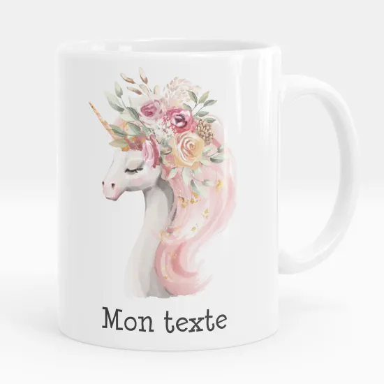 Mug - Tasse personnalisée - Licorne fleurs