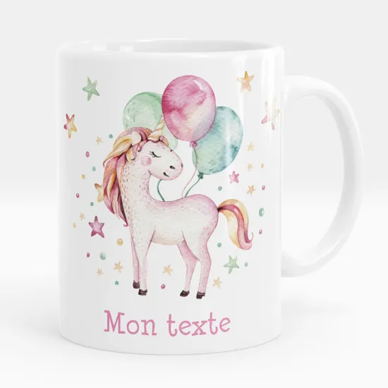 Mug - Tasse personnalisée - Licorne ballons