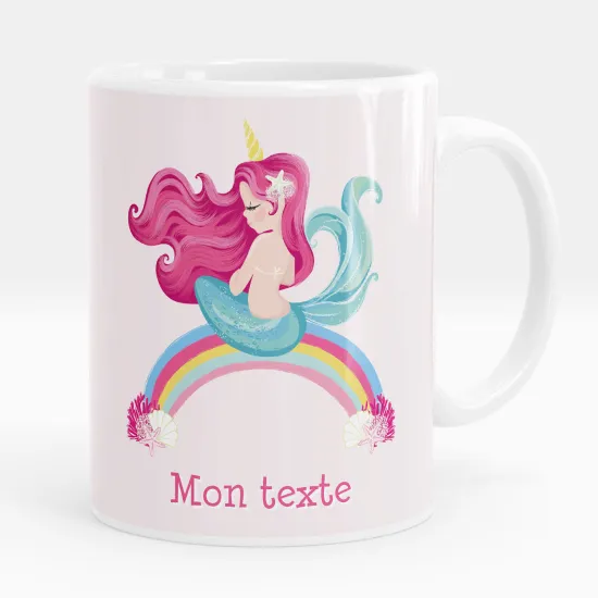 Mug - Tasse personnalisée - Sirène arc-en-ciel