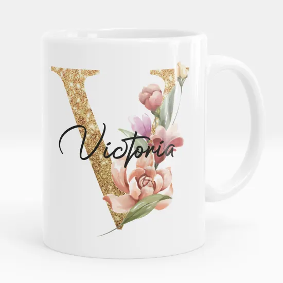 Mug - Tasse personnalisée Monogramme - Lettre V