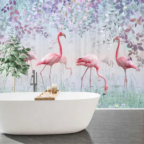 Papier peint panoramique Enfants - Flamants roses Design