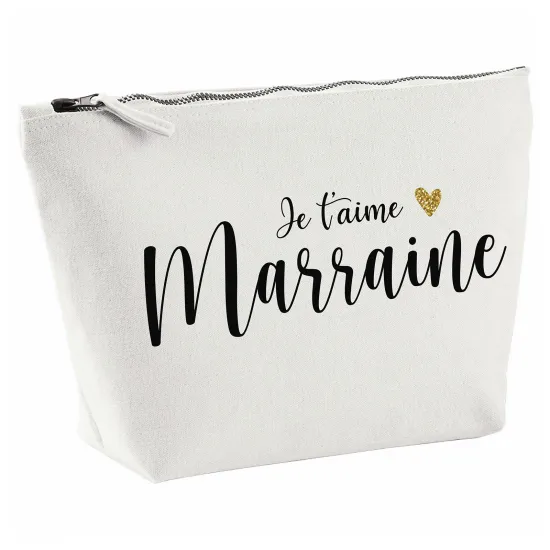 Pochette en toile 28x18 cm - Je t'aime marraine